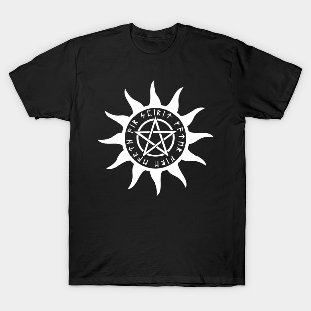 Pentacle Sun with Runes T-Shirt by AgemaApparel